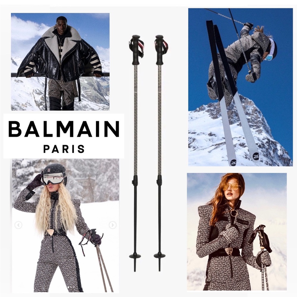 BALMAIN SKI POLES LIMITED EDITION With Monogram Pattern - NEW WITH TAGS
